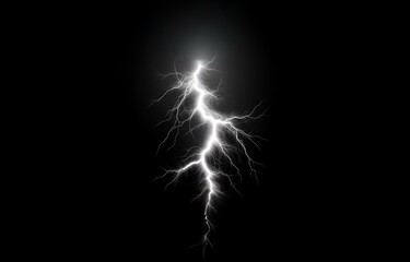 A white lightning bolt strikes against a black background.