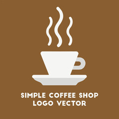 Simple Coffee Shop Logo Vector Design with a White Cup and Steam