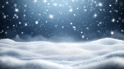 Dark Navy Blue Gradient Textured Background with Silver Dots Resembling Stars, Creating a Starry Night Effect with a Snowy Bottom Border. Perfect for Space-Themed Wallpapers and Festive Celebrations