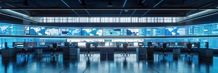 A busy logistics control center displays extensive delivery and route data on large screens, enhancing transportation efficiency. Generative AI