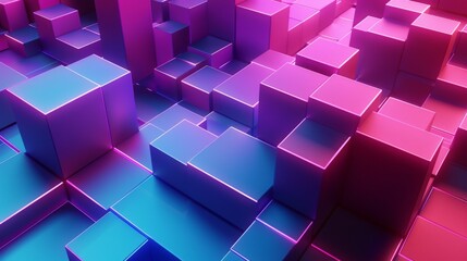 Wallpaper An abstract background featuring glowing neon cubes arranged in a random pattern