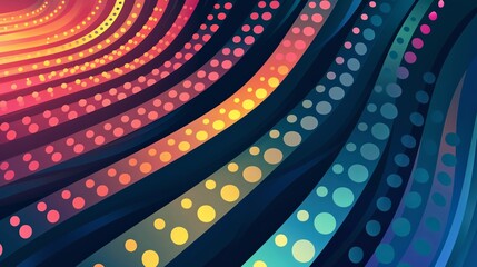Wallpaper Modern abstract background with wavy stripes covered in colorful dots, perfect for a wallpaper or website design
