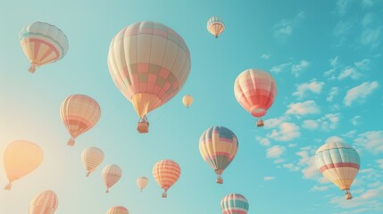 Obraz premium Colorful Pastel Hot Air Balloons in the Sky