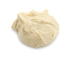 Sample of delicious hummus isolated on white