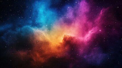 Vivid nebula cloud in deep space with colorful cosmic dust and stars