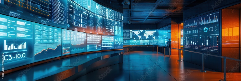 Aufkleber a logistics control center features large screens showing real-time delivery routes, statuses, and o