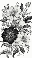 Fototapeta premium black and white flowers