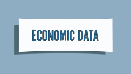 Economic Data. A card isolated on blue background.