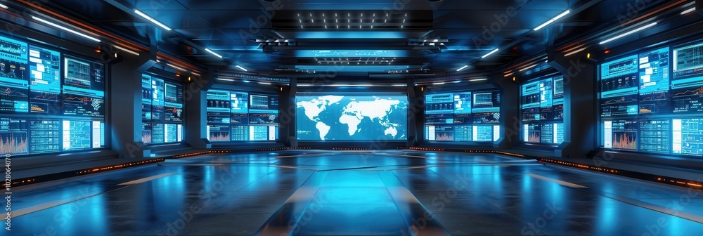 Poster the logistics control center is bustling with activity, featuring large screens that provide real-ti