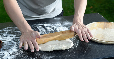 hands with dough close-up