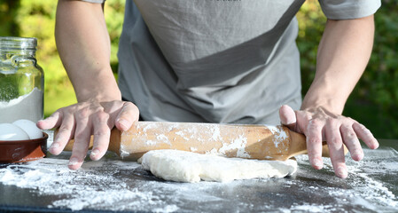 hands with dough close-up