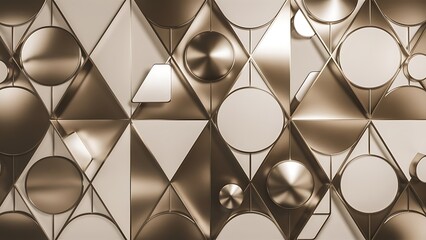 Exquisite backdrop marrying modern minimalism with metallic allure. Featuring round triangles, it exudes geometric sophistication and understated charm for wallpaper, banner, background, landing page