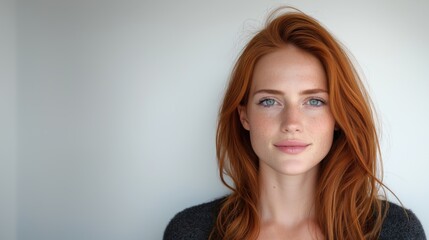 Fototapeta premium Beauty portrait of a young woman with red hair for digital media and beauty industry