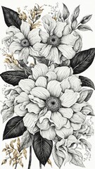 black and white flower