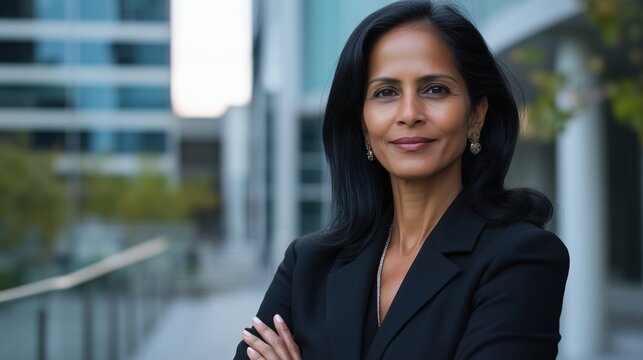 Confident businesswoman in urban setting - leadership in corporate environments