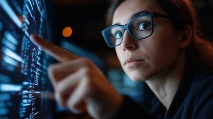 Data protection specialist analyzing digital security metrics for business solutions