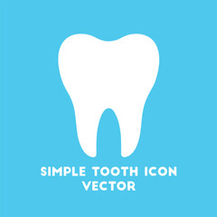 White Tooth Icon on Blue Background