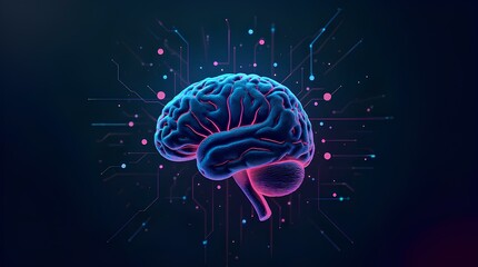 Brain circuit ai tech concept machine learning background, intelligent technology, artificial intelligence cognition mental mind information tech smart thinks digital development of data science