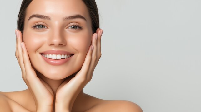 Joyful spring beauty portrait for skincare campaigns and wellness promotions