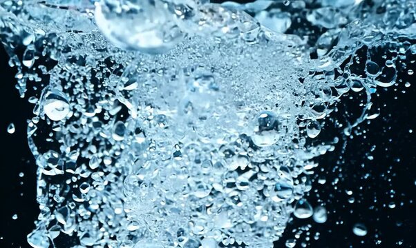 Slow Motion Water Splashing Against a Black Background
