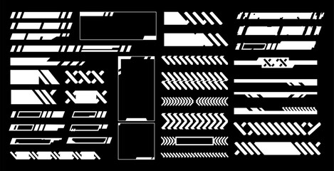 Set various modern and futuristic cyberpunk digital interface hud element decoration