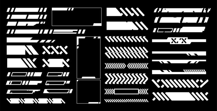 Set various modern and futuristic cyberpunk digital interface hud element decoration