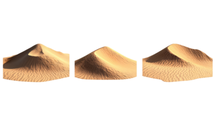 Natural Collection of Sand Dunes Isolated on a White Background Generative AI