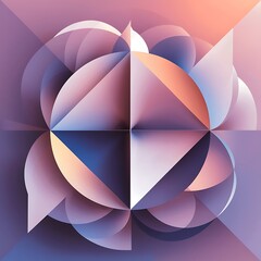Obraz premium Serene gradient template. Circles and triangles mingle in minimalist perfection. Gentle fusion of forms and hues creates balanced yet captivating backdrop, embodying modern sophistication