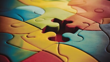 Fototapeta premium Abstract puzzle background with one piece missing