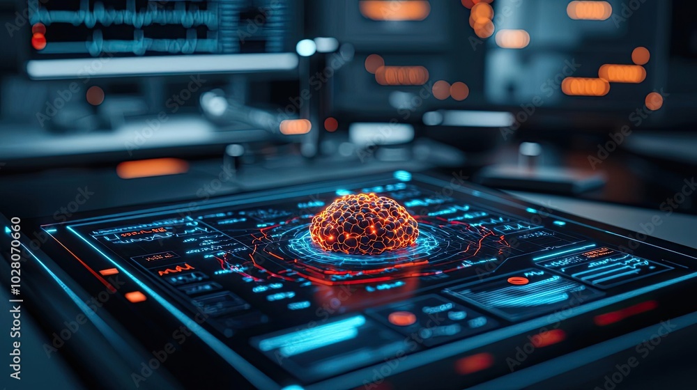 Aufkleber futuristic holographic interface displaying a dynamic digital globe.