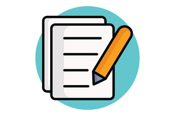 Registration icon. colored outline icon style. paper with pencil. icon related to reception. hotel elements vector illustration