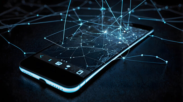 Tel&eacute;fono celular conectado a redes digitales
