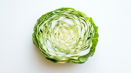 Obraz premium cabbage slice: a close-up, top-down view of a single slice of green cabbage