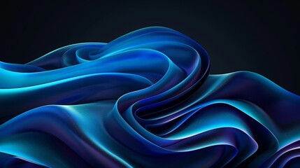 Wallpaper Abstract blue wave shape flowing on a black background