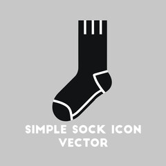 Simple Black and White Vector Illustration of a Sock