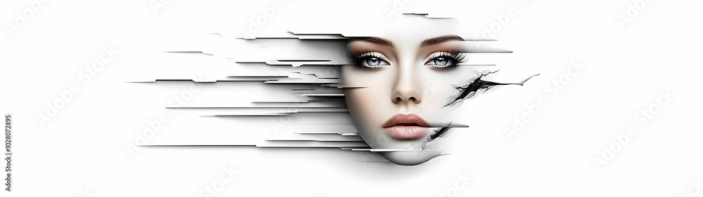 Poster abstract portrait with a fragmented effect