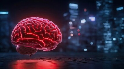 Glowing brain illustration with a futuristic background.