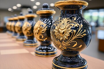 Chess pieces arranged in the Nimzo-Indian Defense formation, showcasing a precise setup where black aims to control the center with strategic piece placement