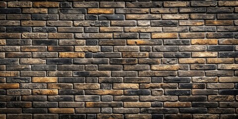 Obraz premium A textured brick wall with a mix of dark and light hues, showcasing the subtle imperfections and variations in each brick