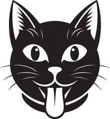  Cats Icon Vector Black and White Color. Black Cat Sitting On White Background Vector Illustration
