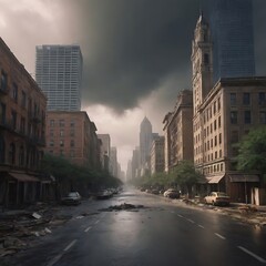 Fototapeta premium Hurricane Damaged City Generative AI 