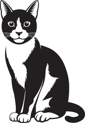  Cats Icon Vector Black and White Color. Black Cat Sitting On White Background Vector Illustration