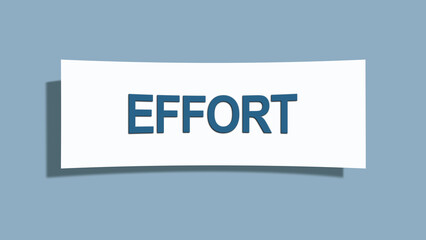 Effort. A card isolated on blue background.