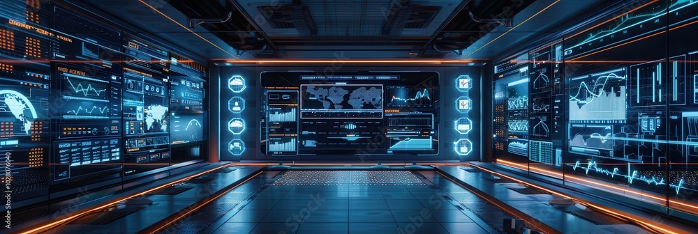 Fototapete a logistics control center showcases large screens filled with route data and delivery information f
