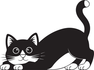  Cats Icon Vector Black and White Color. Black Cat Sitting On White Background Vector Illustration