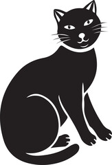  Cats Icon Vector Black and White Color. Black Cat Sitting On White Background Vector Illustration