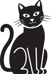  Cats Icon Vector Black and White Color. Black Cat Sitting On White Background Vector Illustration