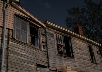 abandoned spooky house with ghosts 