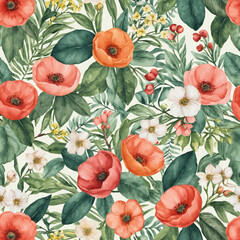 seamless background with poppies