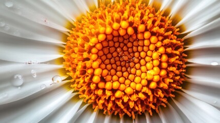 Close-up of a Daisy with Dew Drops